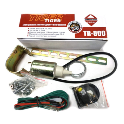Соленоїд багажника Tiger TR-800 — 12 В, 12,5 мм, тяга до 5,5 кг